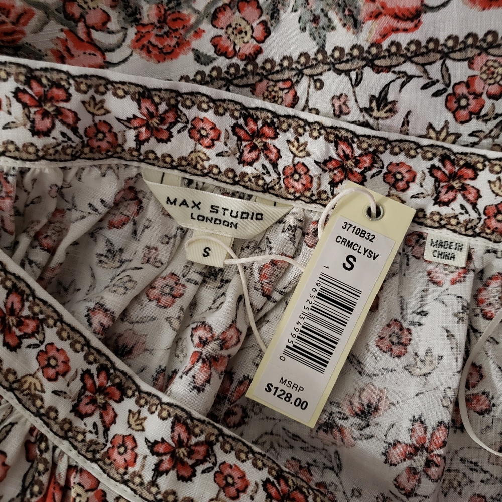 CLEARANCE Max Studio Boho Floral Print Top - Picture 7 of 7
